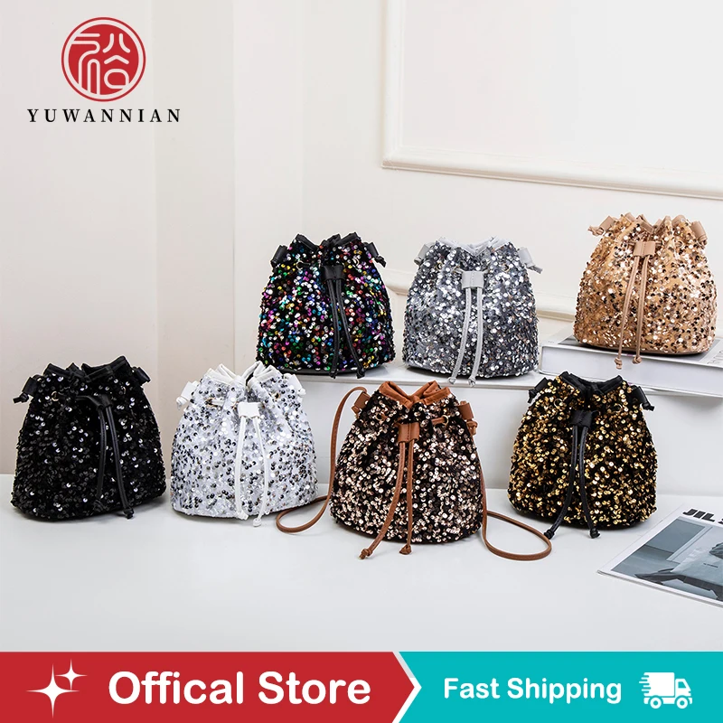 

Women's Trendy Sequin Bucket Shoulder Bag Large Capacity Fashion Crossbody Handbag