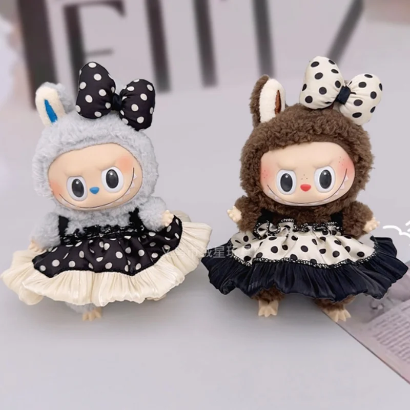 

Doll Clothes For 15/17cm Labubu Dot Puff Skirt Bow Tie Headdress 2PCS/Pack Cotton Idol Doll Dress Mini Clothing Outfits