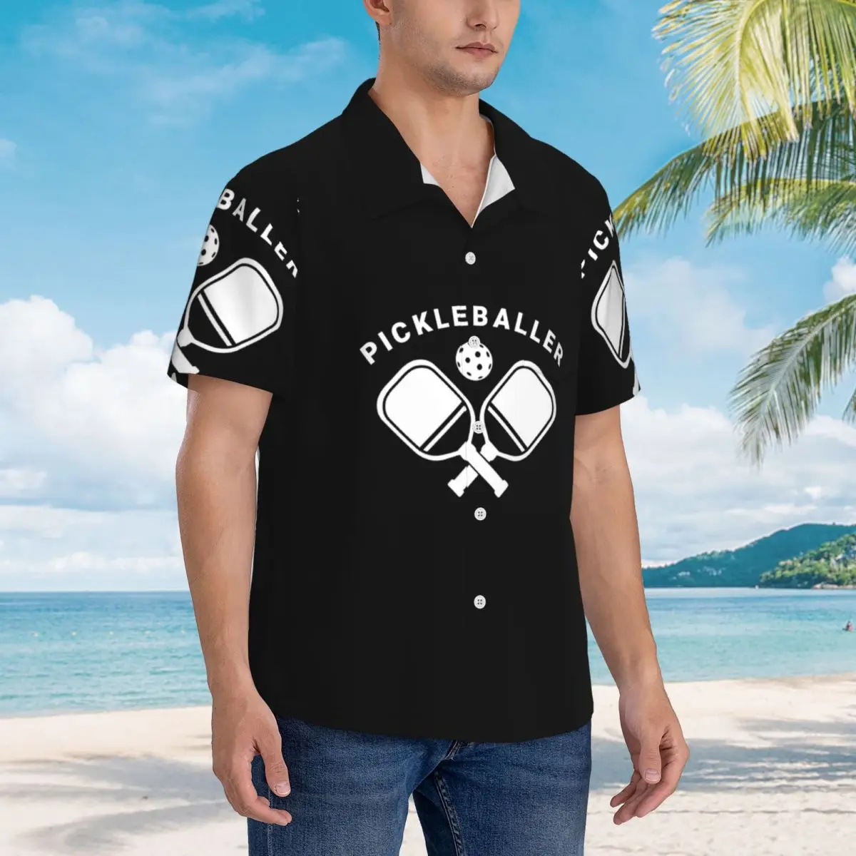 Ropa divertida de Pickleball, camisas de Pickleballer para hombre, camisa hawaiana de manga corta, camisetas divertidas con botones para la playa de verano