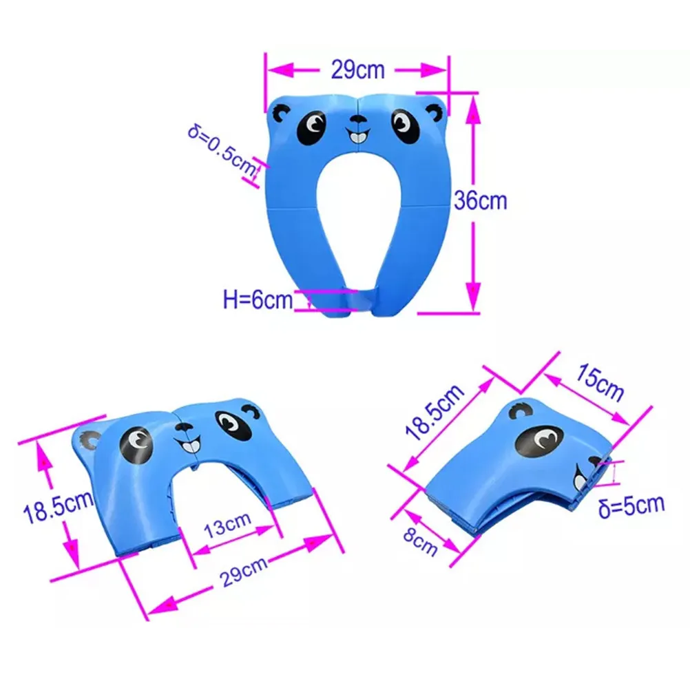 Kids Toilet Trainer Seat Blue Portable Baby Potty Seat with Bright Colors Foldable Design for Easy Storage and Travel Use