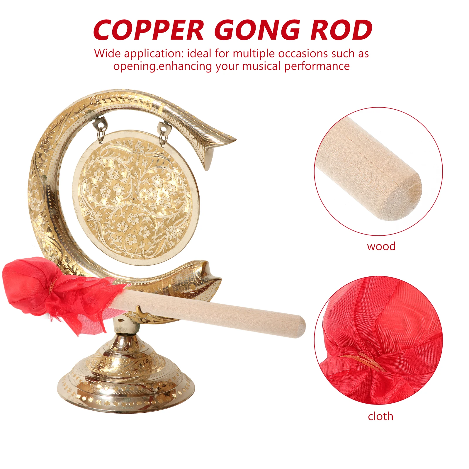 

Gong Stick Cool Drumsticks Bell Mallets for Cymbals Chinese Wood Bass Air Adults