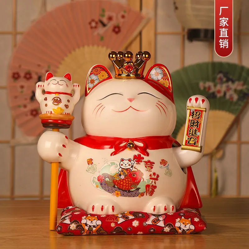 Fortune Cat Large Ornaments Store Opening Electric Hand Shaking Large Japanese Ceramic Creative Gift Cashier Decoration