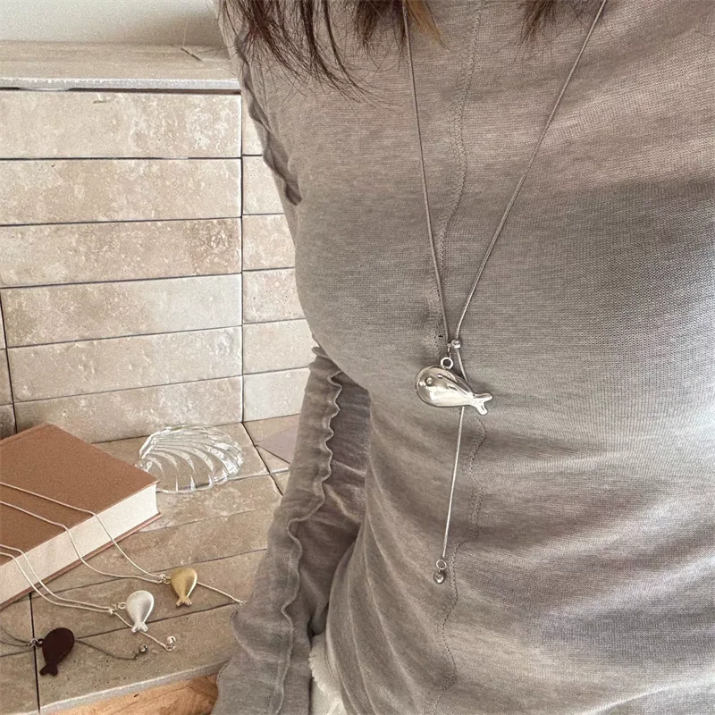 Adjustable Cute Golden Fish Necklace for Women - Fashion Jewelry