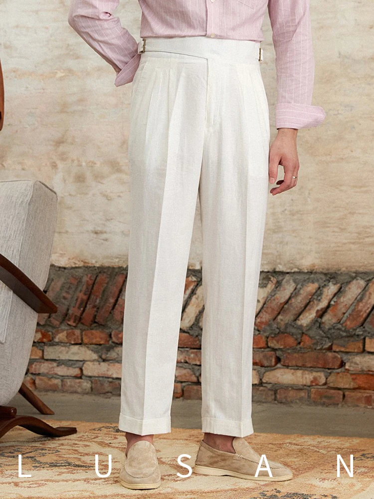 

High Waist Straight Leg Pants Summer Lyocell Hemp Cotton Thin Breathable Comfortable Faionable Urban Sle Khaki Pants