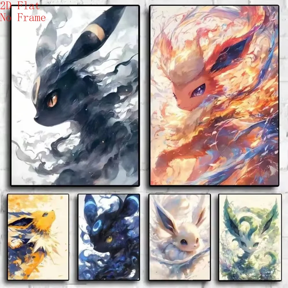 1 Stück Modernes Anime Pokemon Poster Leinwanddruck Eevee Vaporeon Flareon Jolteon Wandkunst Bild Heimdekoration