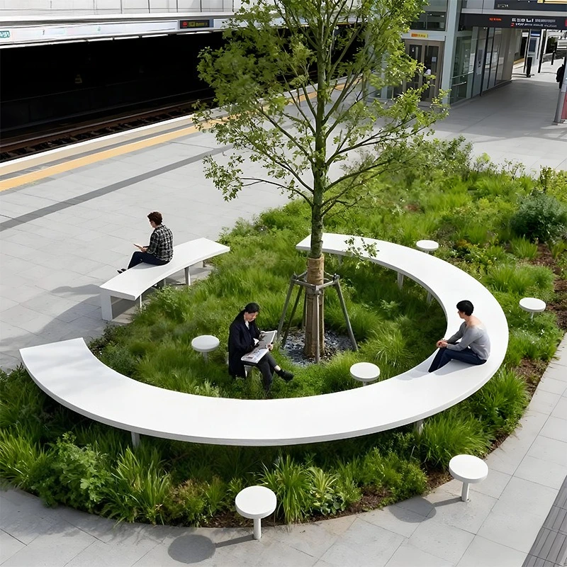 

Outdoor FRP special-shaped tree pool seats, park square rest area waiting chairs, creative leisure benches