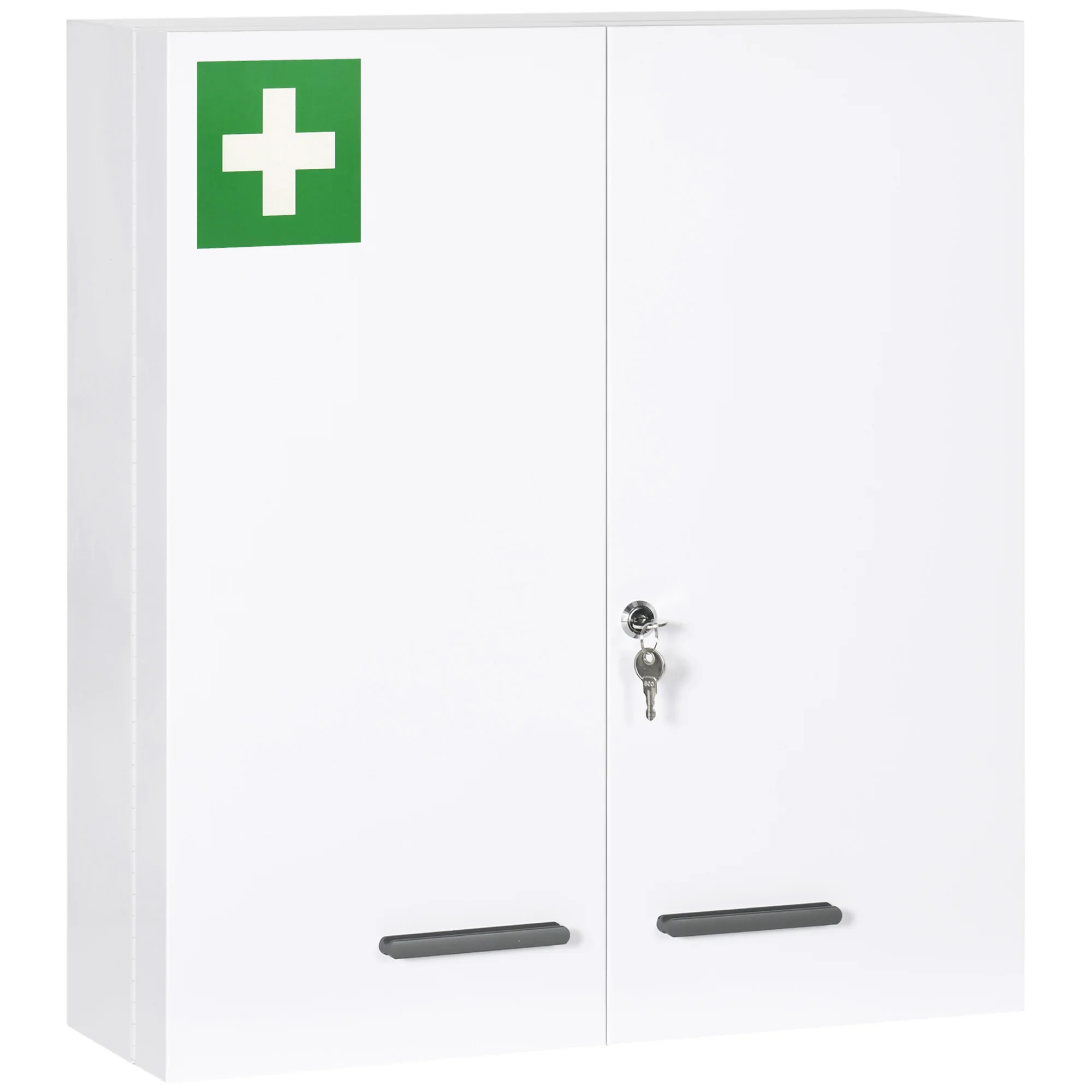 Armoire à pharmacie 6 étagères avec serrure et 2 clés de sécurité, 55x18x60 cm, blanc
