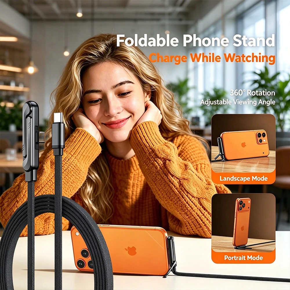 Mobile Phone Stand Charging Cable Braided Wire Charge While Watching Reinforced Durable Data Transfer Cord