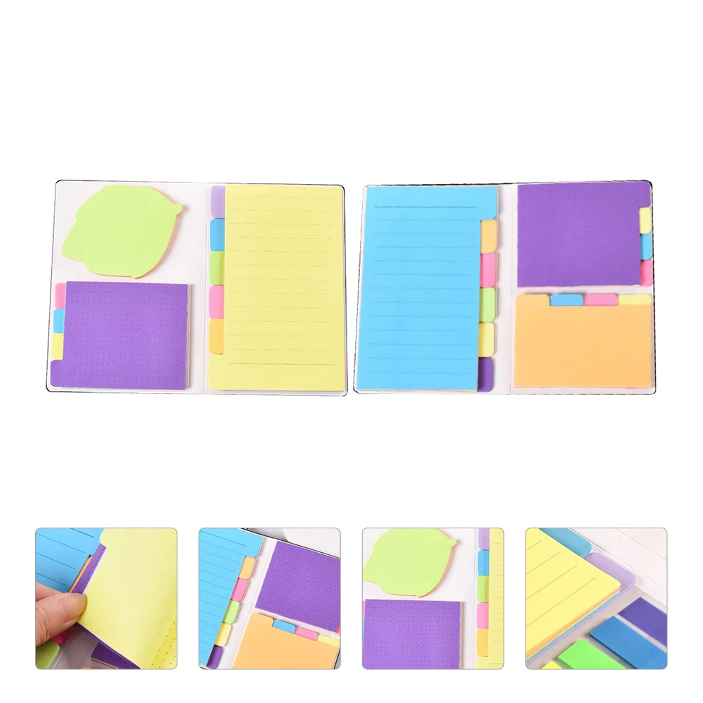 

Hard Cover Paper Combination Note Pad Sticky Memo Pad Index Tabs Flags Notebook Adhesive For Students Daily Use 2pcs