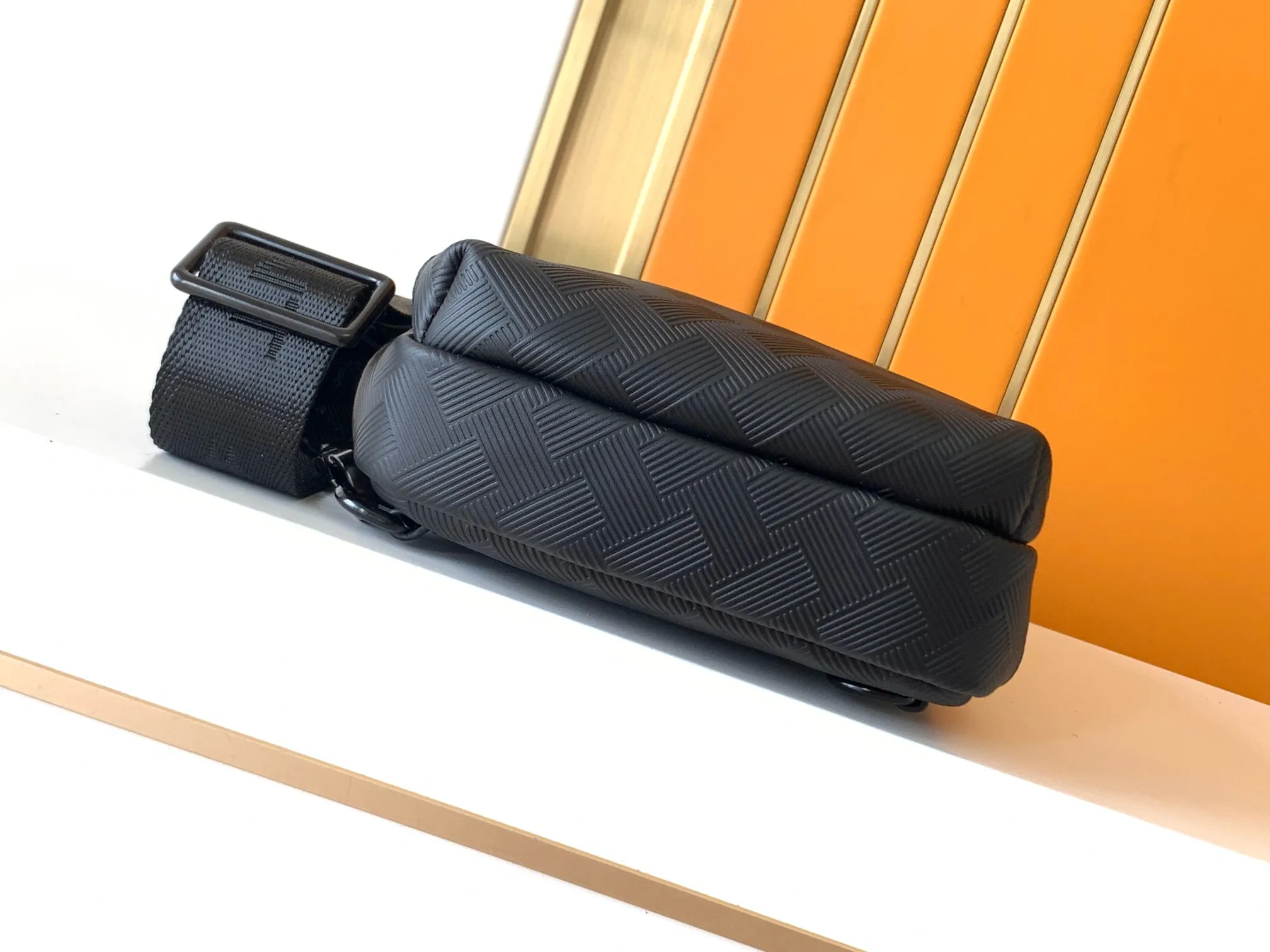 Bag Classic Pebbled Leather Chest Bag for Men, Durable Calfskin Sling Bag view 4