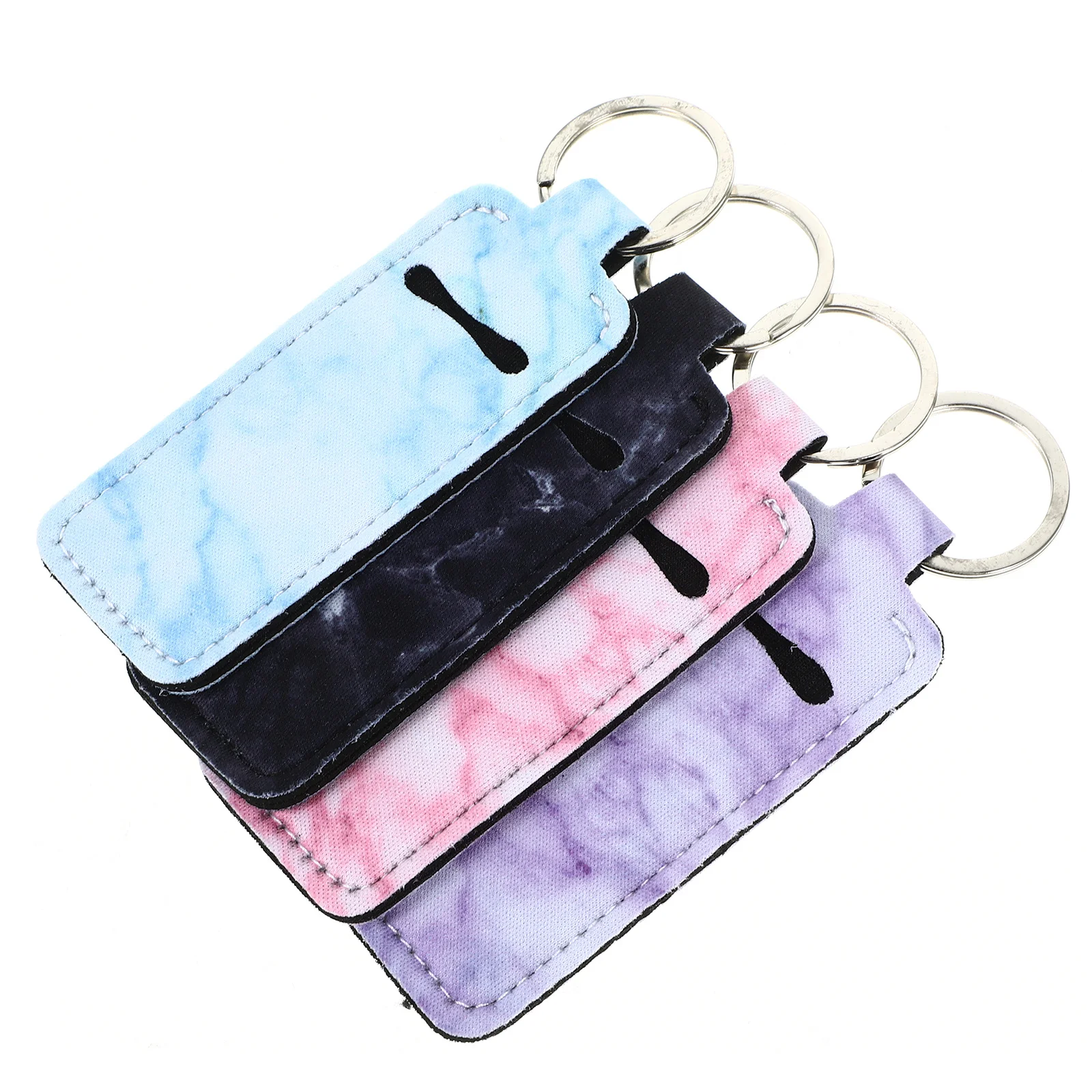 4 قطع من سلسلة المفاتيح وحامل بلسم الشفاه المحمول وأكمام أحمر الشفاه ومنظم المكياج المدمج للسفر وحامل أحمر الشفاه وسلسلة المفاتيح