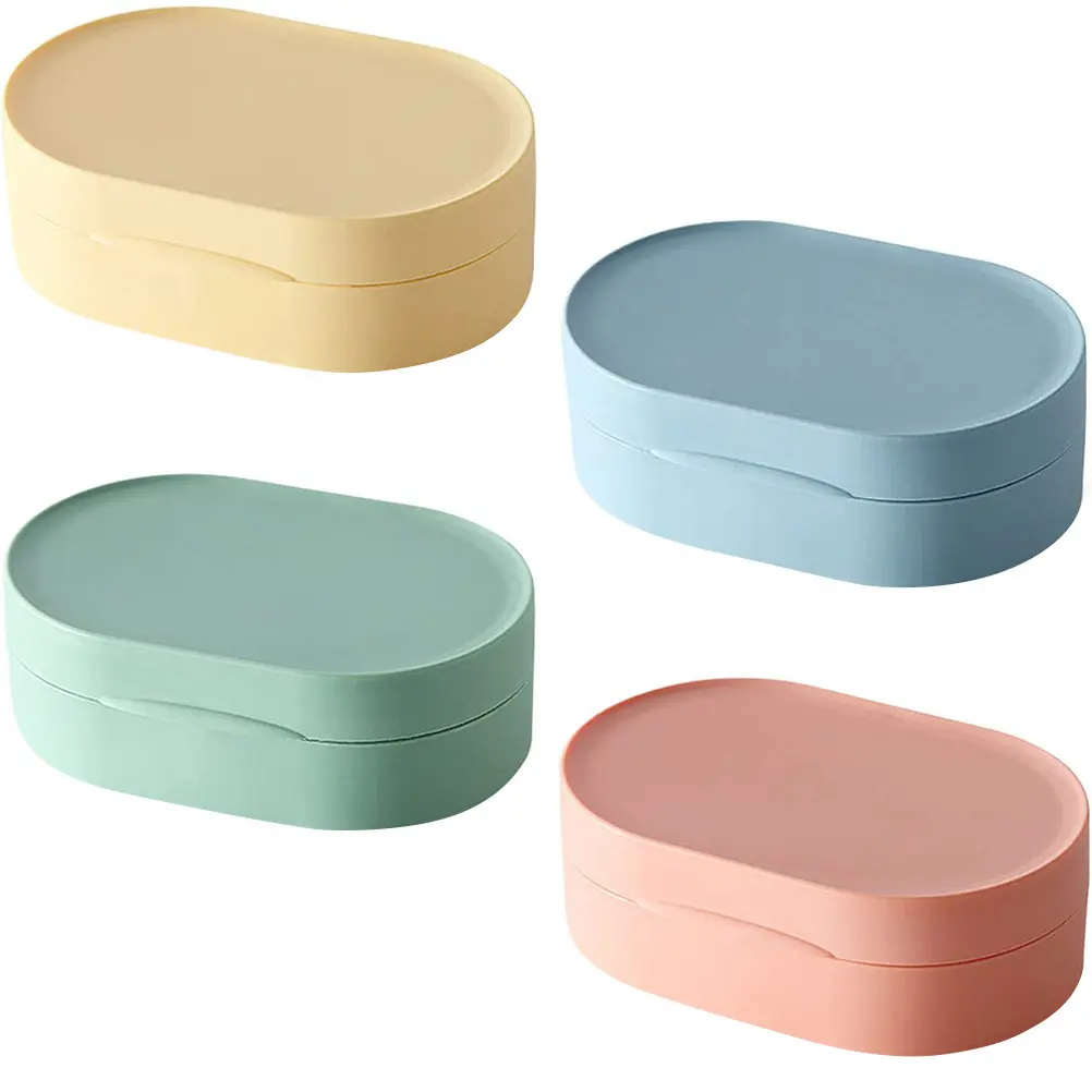 4Pcs Travel Soap Box Sturdy Detachable Bar Soap Holder Drainable Bathroom Kitchen Storage Drain Box for Bathroom