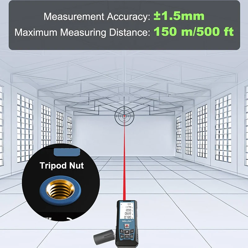 

Handheld Laser Measuring Tool 500Ft/150M Digital Rangefinder Measurement Tool Distance Meters Measure Device Electronic Ruler