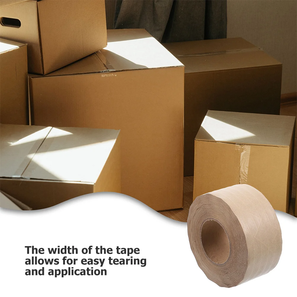 2 Rolls Kraft Paper Tape Carton Package Water Activated Sealing Writable Packaging Packing Active