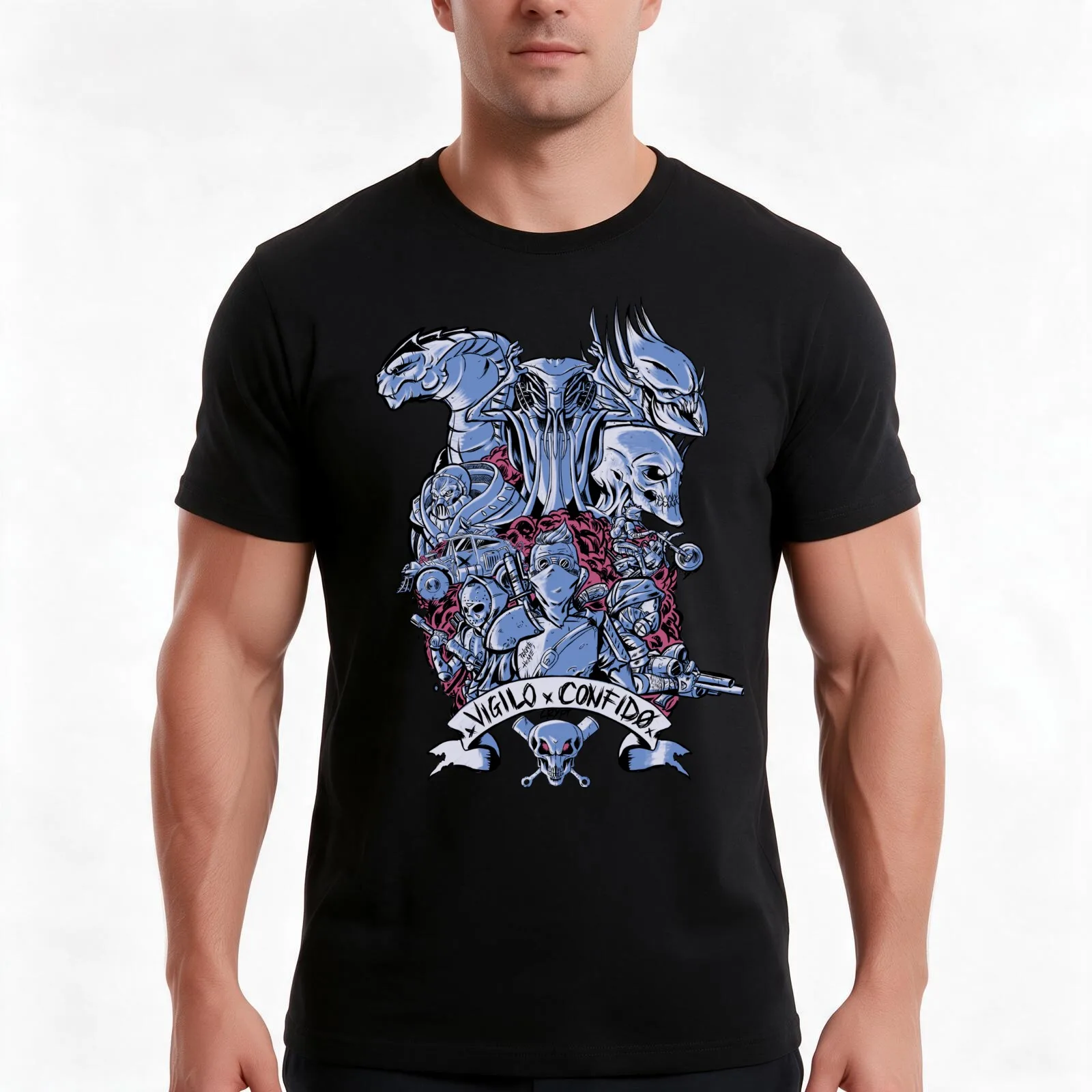 Vigilo Confido (products) T-Shirt, Summer Casual Cotton Tee, Oversized Streetwear Tops, Vintage Graphic Print, Unisex Men Women