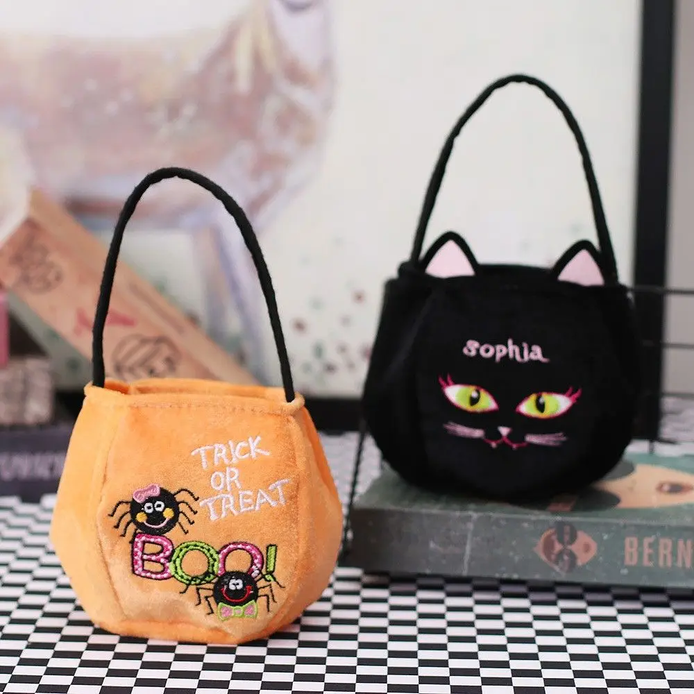 Cesta de regalo de fiesta de murciélago, bolsa de botín de truco o trato de calabaza, bolsa de dulces, bolso de mano de Halloween, bolsas de mano