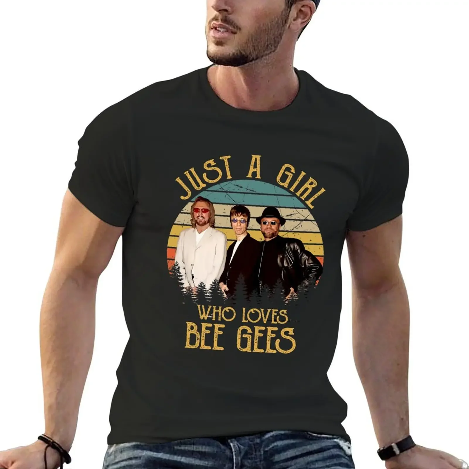 Vintage Just A Girl Who Loves Bee Gees T-shirt anime tees sweat plain black t shirts men