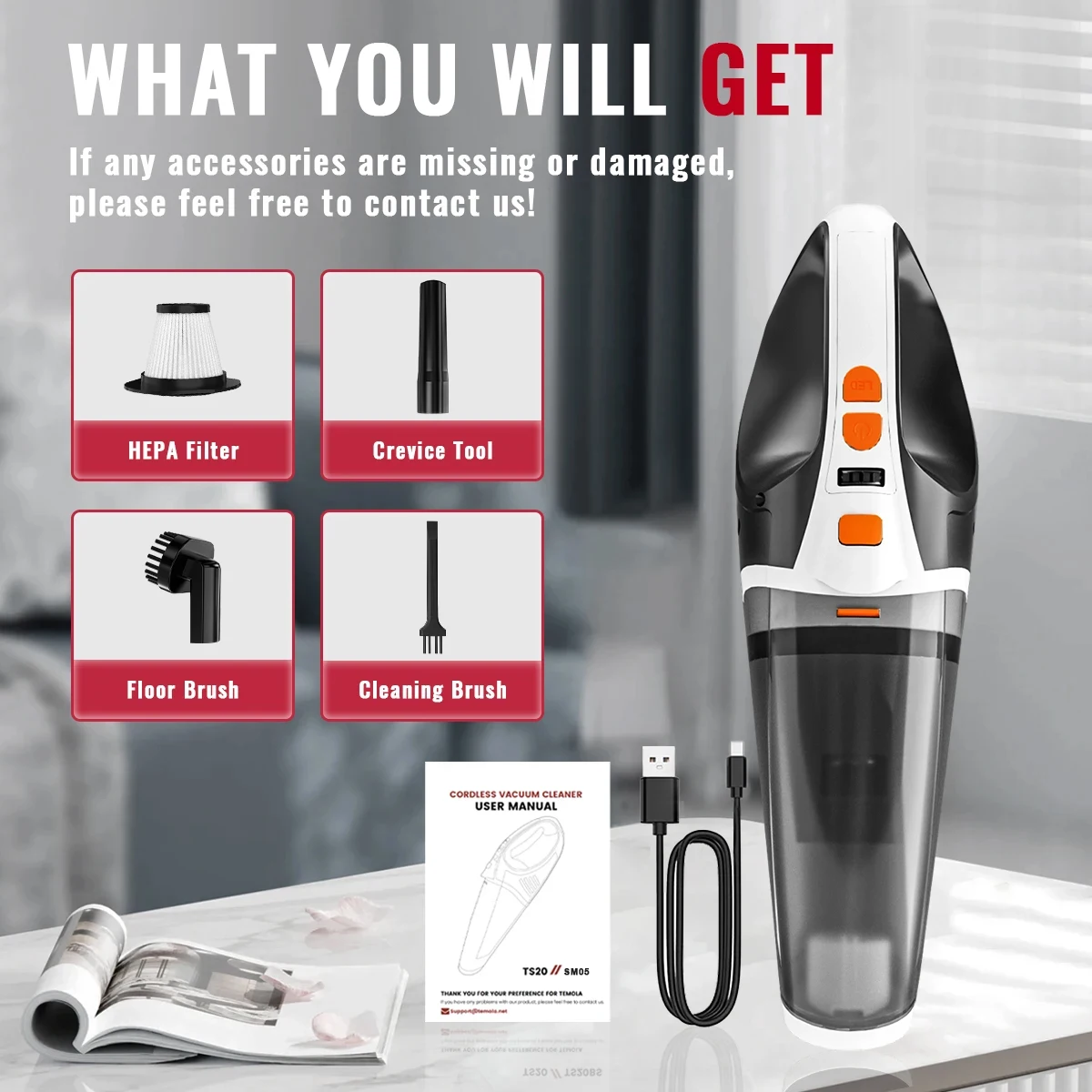 

120w Handheld Vacuum Cleaner Cordless Usb Rechargeable High Power Dry Wet For Car Home Pet Hair Small Vacuum Dusting Machine