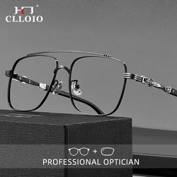 CLLOIO Classic Chrome Style Hearts Myopia Glasses Anti Blue Ray Reading Glasses Retro Carving Prescription Optical Eyewear Frame