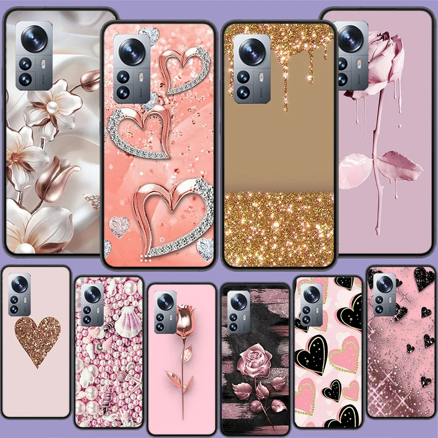 Love Rose Gold Style Phone Case For Xiaomi Mi 13 12T Pro 12X 12 Lite 5G 11T 11i 11 Ultra 10 10T 9T Pro 9 8 6X 5X A1 A2 Capa Coqu