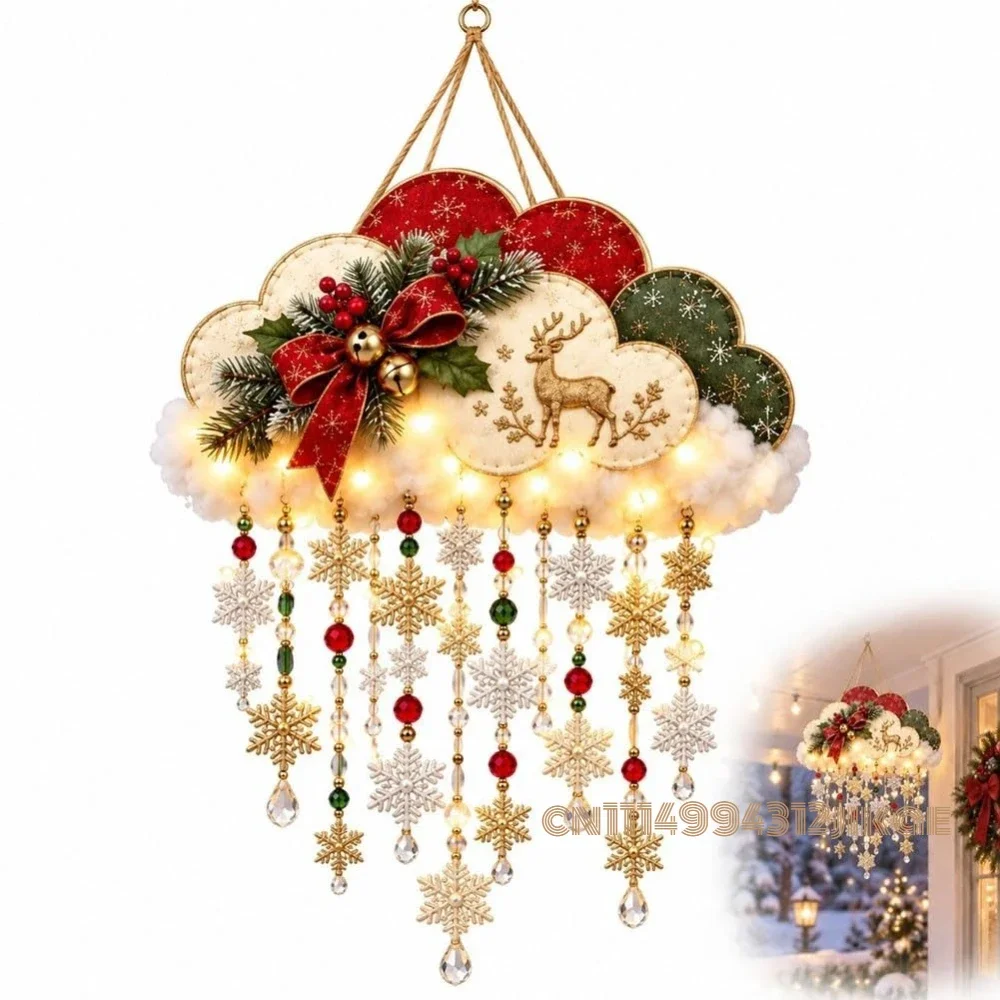 Vintage Lighted Christmas Snowfall Cloud, Christmas Decorations Indoor,Lantern Lamp with Glow, LED Night Light for Home Kitchen