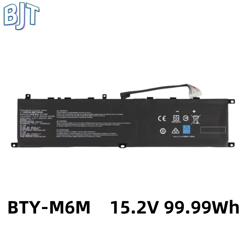 

New 15.2V 99.99Wh BTY-M6M Laptop Battery For MSI Creator 15 A10SD A10SF GS66 Stealth 10SFS 10SGS 10SE-045 10UG GE66 Raider 10SFS