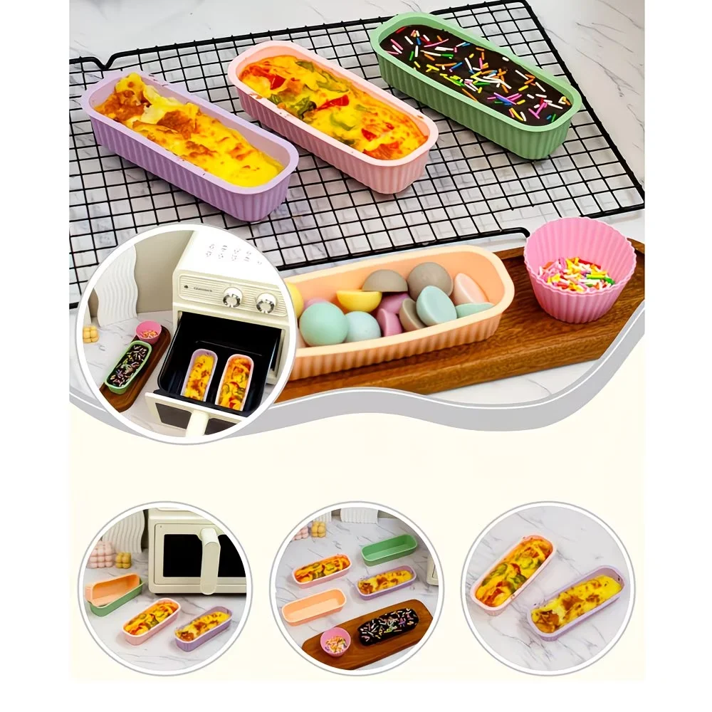 3pcs Reusable Mini Silicone Bread Molds,Suitable for Air Fryers and Ovens,Non-stick Easy-release Rectangular Baking Trays