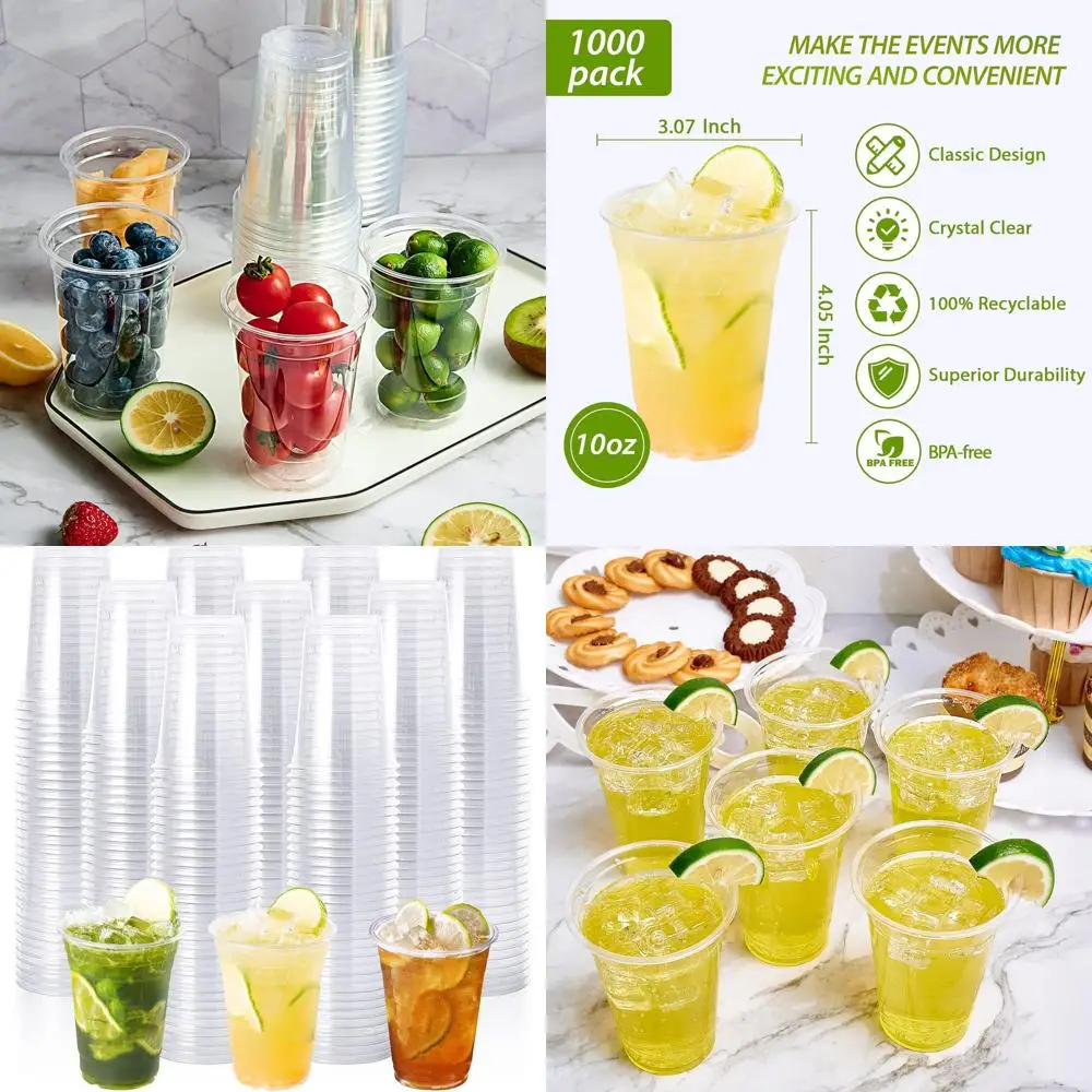 

1000 Count 10 oz Clear Plastic Cups - Disposable for Parties, Picnics, and Events