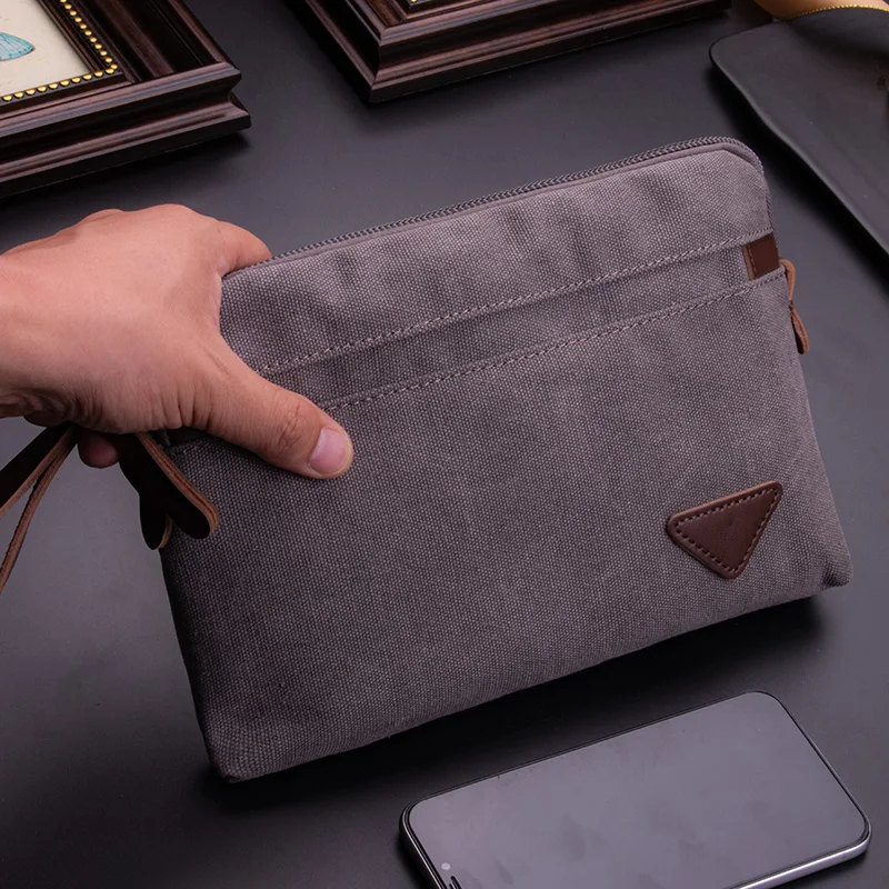 

Large Capaci Canvas Ox Cloth Men's Handbag Busin Casual Handheld Wallet Soft Polyester Interior Youth Faion Bag