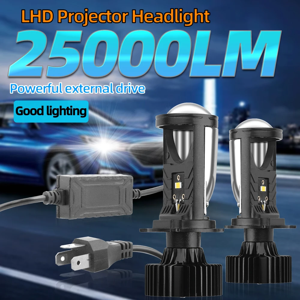 Turbo Fan H4 Car LED Headlights Mini Projector Lens 120W 25000LM Super Bright High Low Beam Auto Lamps 12V 6000K Car Lights