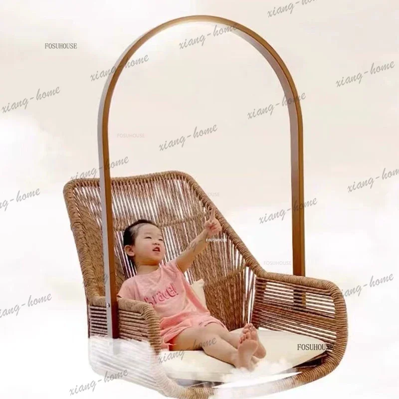 LSModern Metal Bracket Outdoor Swings Balcony Home Leisure Patio Garden Single Cradle Simple Indoor Swing Nordic Outdoor Furnitu