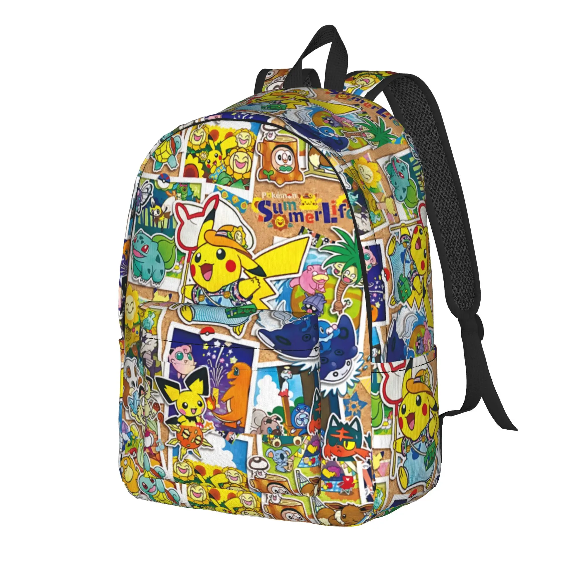 Fashion Cartoon Pokemon Theme Backpack  Mochilas Kawaii School Zipper Closure Rucksack