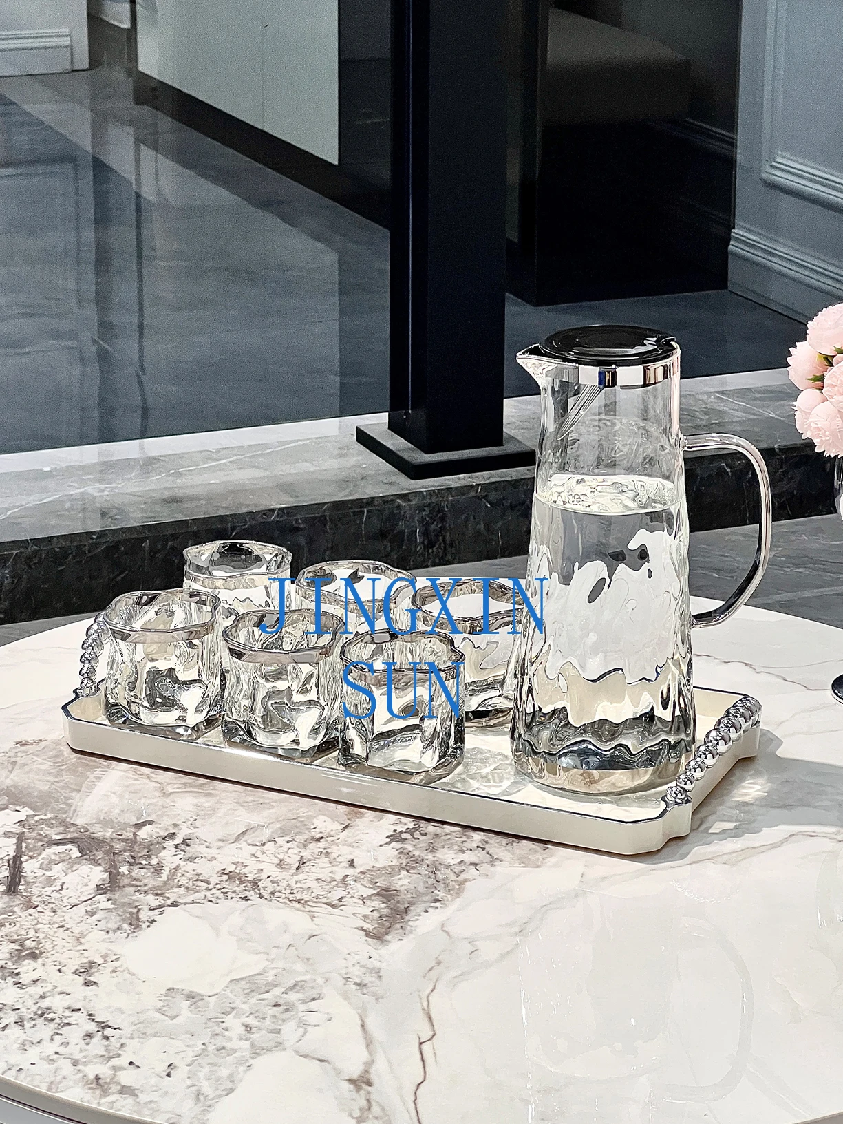light luxury high-end glass water cup household set drinking cup hospitality water set kettle tea cup housewarming gift box