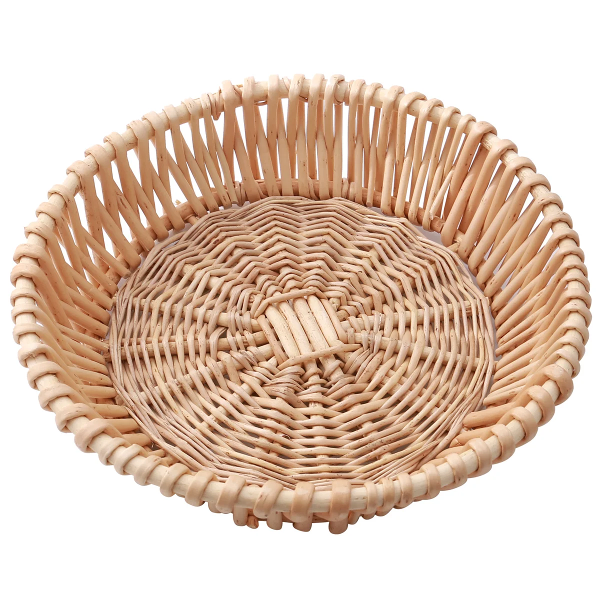 Cesta tejida a mano, cesta de mimbre, cesta para servir alimentos para pan, fruta, almacenamiento de verduras, cesta de regalo, 25x8cm