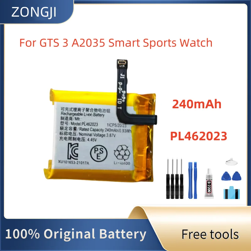New Battery 240mAh PL462023 Polymer Li-Ion Battery Cell For Gts 3 A2035 Smart Sports Watch + Free Tools