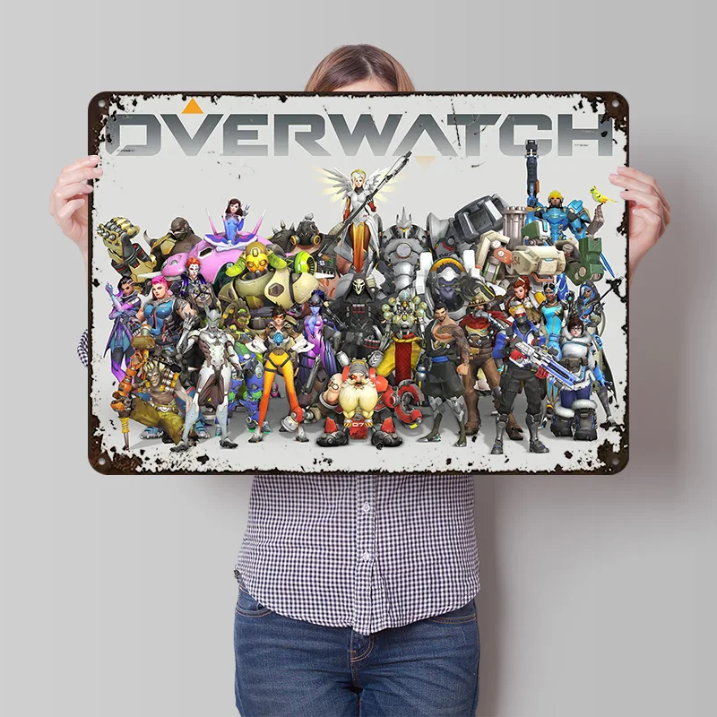 Overwatch Ensemble Tinplate Poster Customized Wall Art Retro Vintage Metal Signs for Fans Bathroom Decor Room Decoration Bedroom