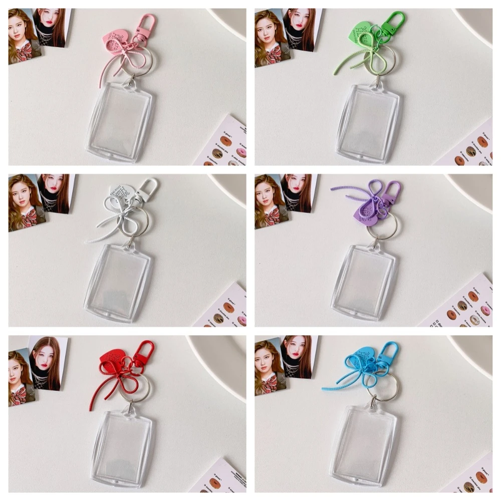 Acrylic Card Cover Mini Photocard Holder Peach Heart Pendant Hanging Decoration ID Photo Photocard Frame Idol Photo Card
