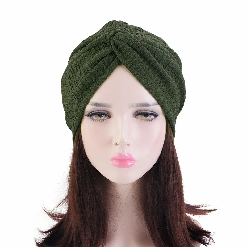 2024 New Fashion Bandanas Women Turban Muslim Hat Twist Hijab Bonnet Cap Adult Chemo Hat Knot Twist Turban Headbands Muslim Cap