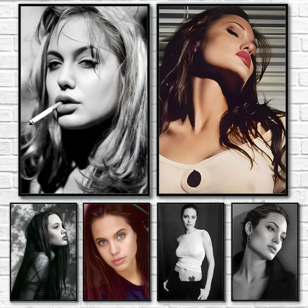 

A-AngelinaS J-Jolie V-Vintage 1 Poster Sticky Wall Art Printing Waterproof Home Living Bed Room Bar Aesthetic Decor