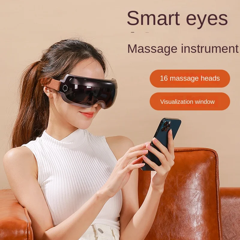 

Smart Eye Massager Device with Bluetooth Heat Therapy Acupressure Magnetic Massage For Eye Strain Relief Care Home Office Travel