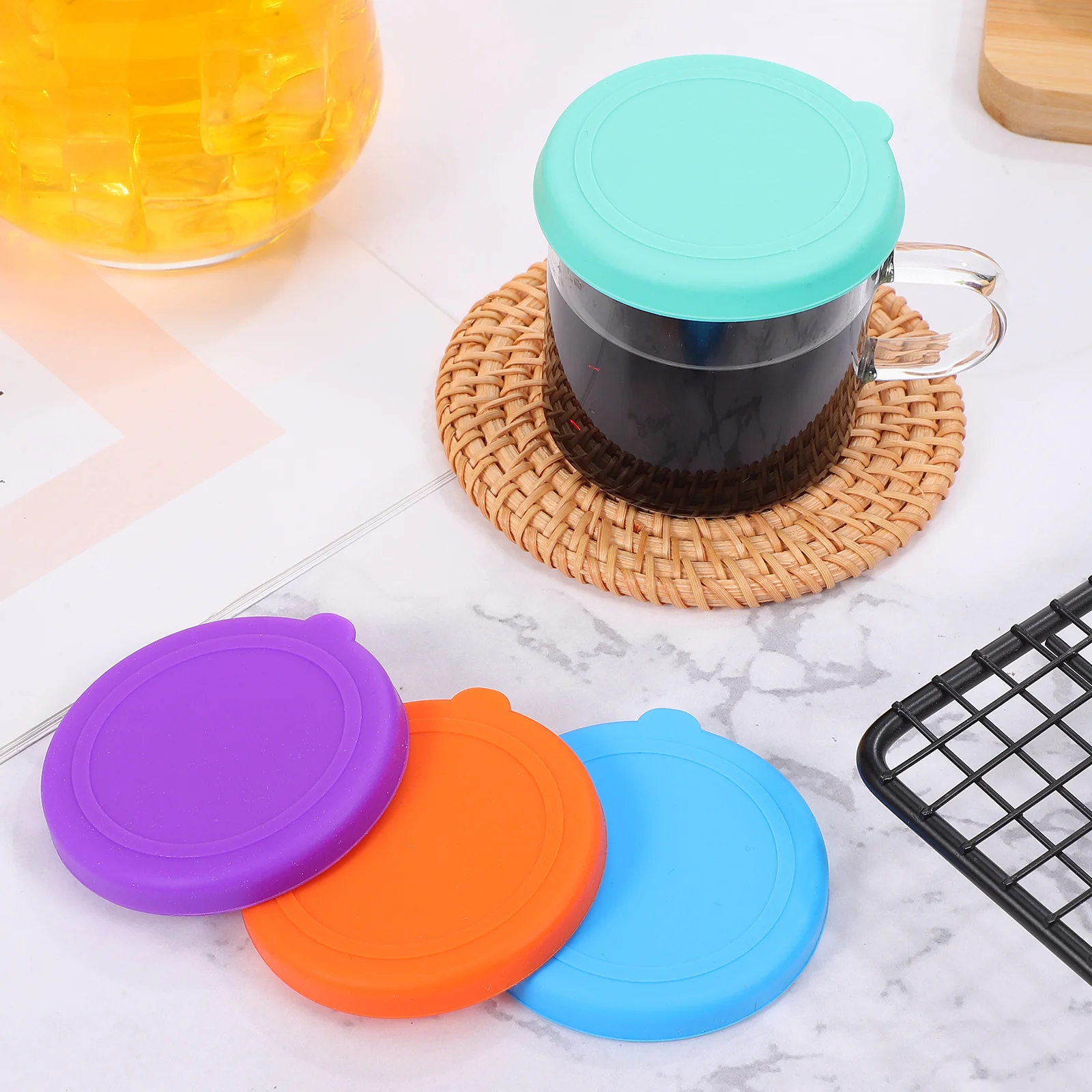 

4 Pcs Silicone Cover Can Toppers for Dog Food Cat Lid Covers Cup Lids Cans Bowl