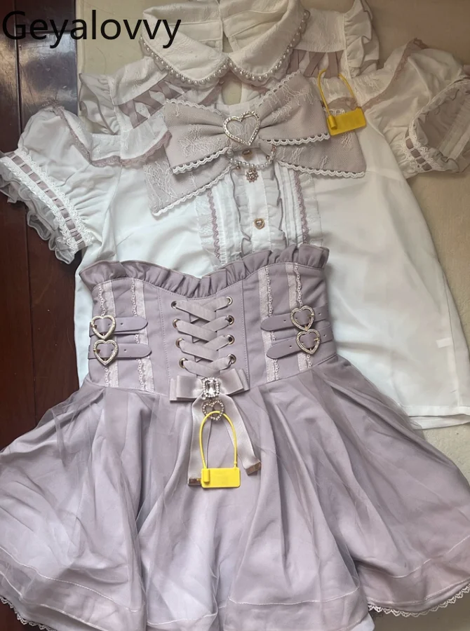 

Rojita Кружевная плиссированная короткая юбка с высокой талией Лето Лолита Милый топ для девочек Лента с бантом Кружева Любовь Кожаное кольцо Юбки-трапеции Костюм