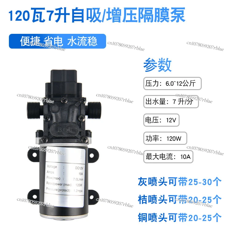 Booster Pump High Pressure 12V Self-Priming Pump Garden Sprayer Large Flow Diaphragm Pump