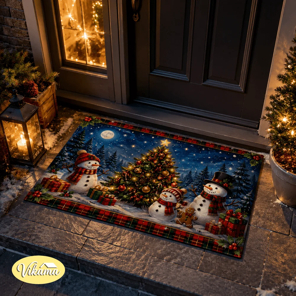 VIKAMA New Entryway Rug For Bedroom, Living Room And Bathroom - Easy To Clean Foot Mat With Christmas Theme For Home Decoration