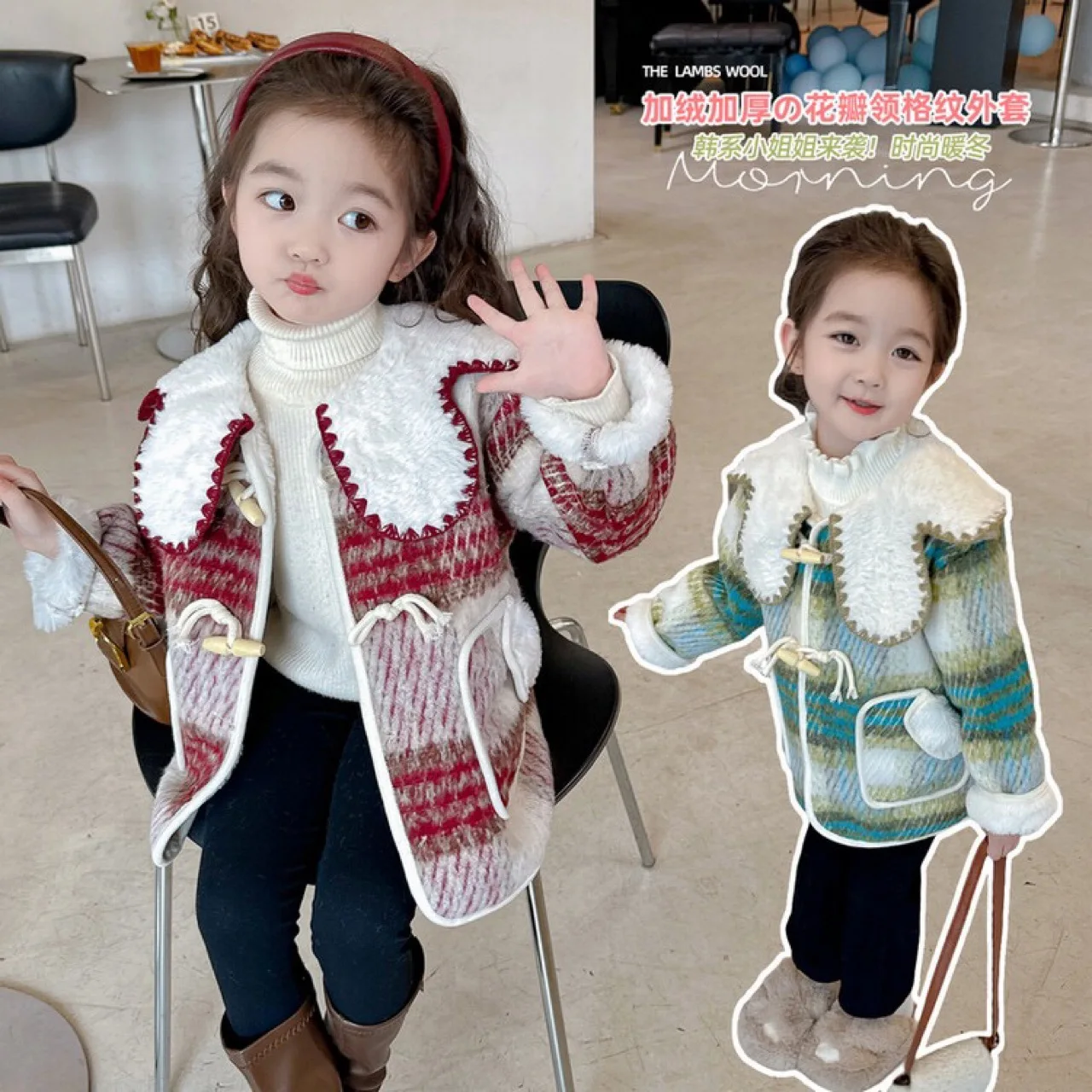 Girls Woolen Coat Overcoat Jacket Windbreak 2023 Cute Warm Thicken Winter Cotton Teenagers Outwear Children's Clothing