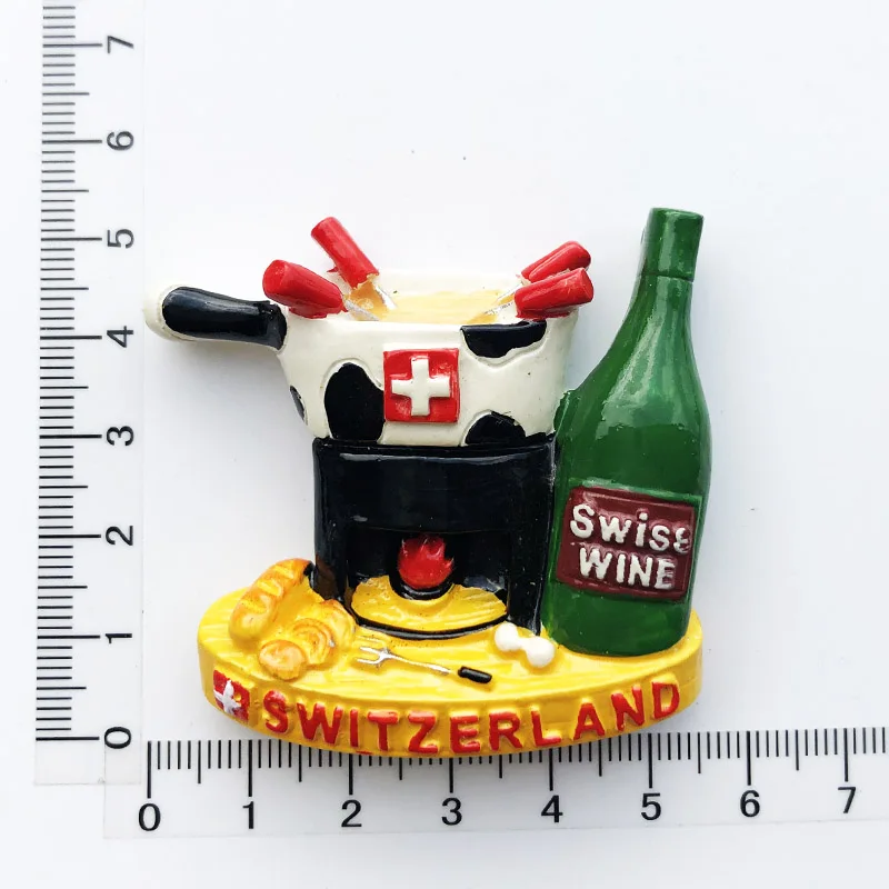 Handmade Painted Switzerland Holland Cheese Fondue 3D Fridge Magnets Tourism Souvenirs Refrigerator Magnetic Stickers
