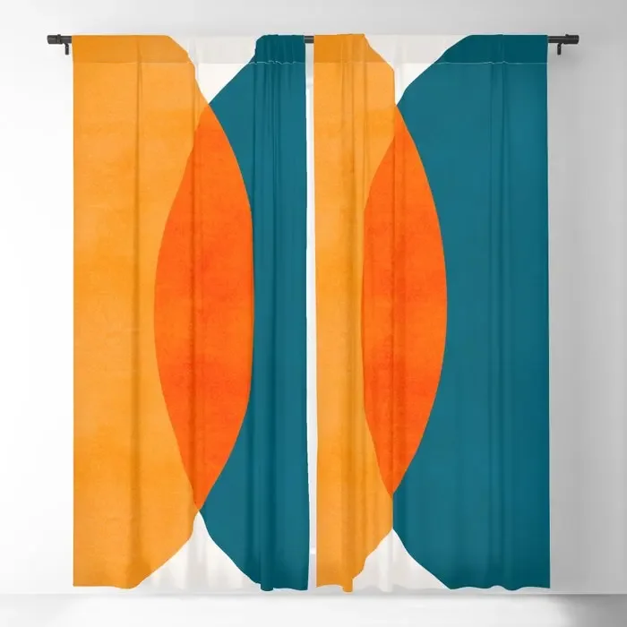 Mid Century Abstract Geometric Blackout Curtains 3D Print Window Curtains for Bedroom Living Room Decor Window Treatments