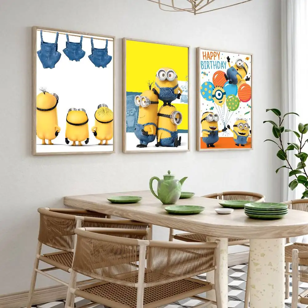 Kawaii M-Minions لطيف الكرتون المشارك غرفة المعيشة المنزلي غرفة نوم بار المدخل لزجة جدار الفن الطباعة مقاوم للماء ديكور جمالي