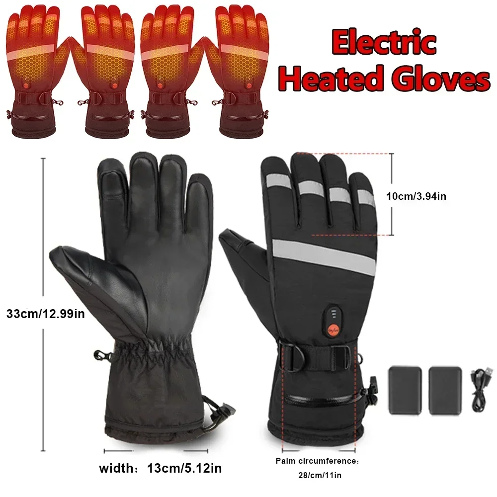 Waterproof Heated Thermal Gloves, Winter Gloves for Skiing, Motorcycling, Cycling, Snowboarding, Cycling, Skiing Outdoor