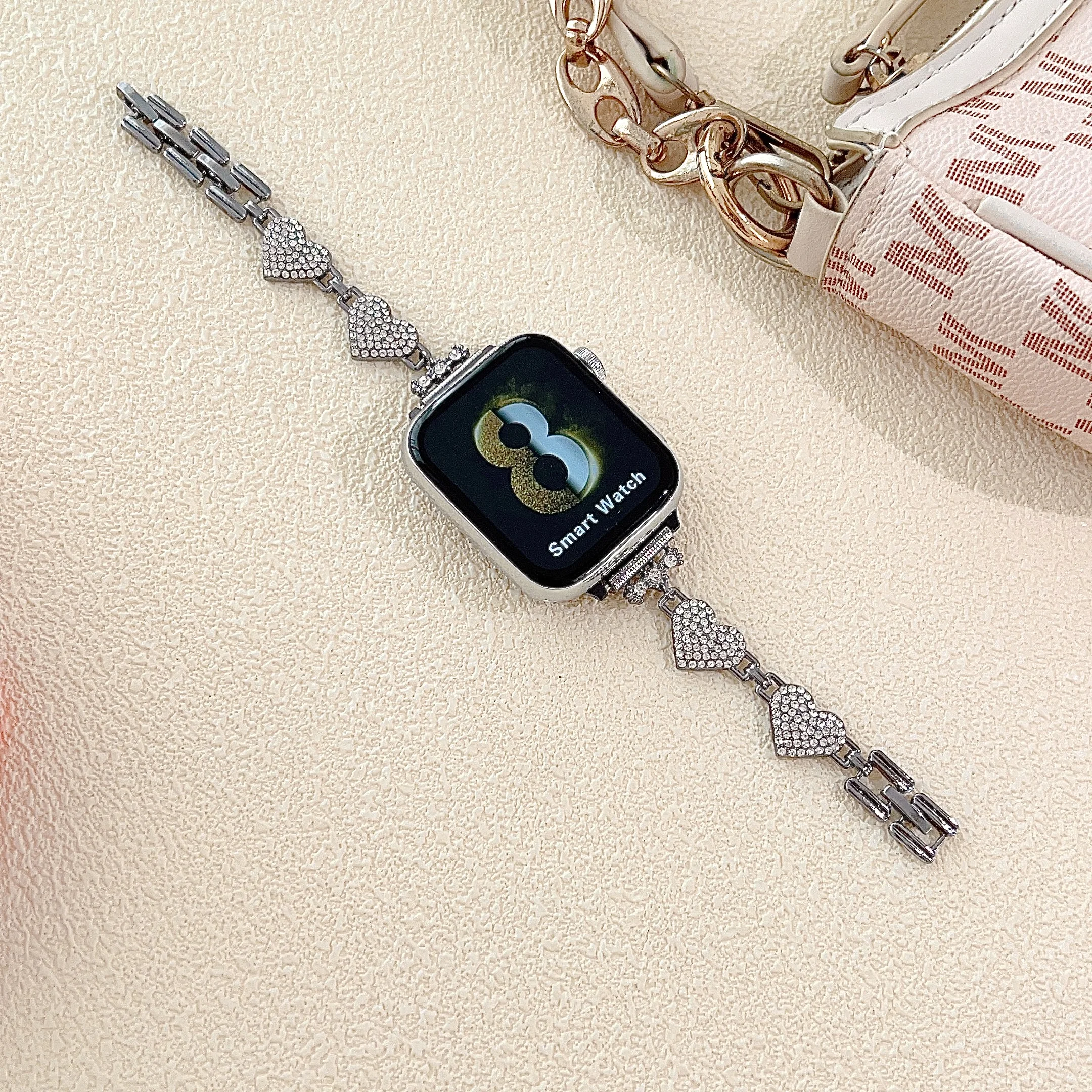 الحب الفولاذ المقاوم للصدأ حزام حزام (band) ساعة ل أبل iWatch 8 Utlra 49 مللي متر 45/44 مللي متر 41/40 مللي متر الماس سوار سلسلة 4 5 6 se 7 Ms. lady